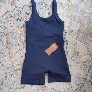 Girlfriend Collective bike unitard in midnight blue